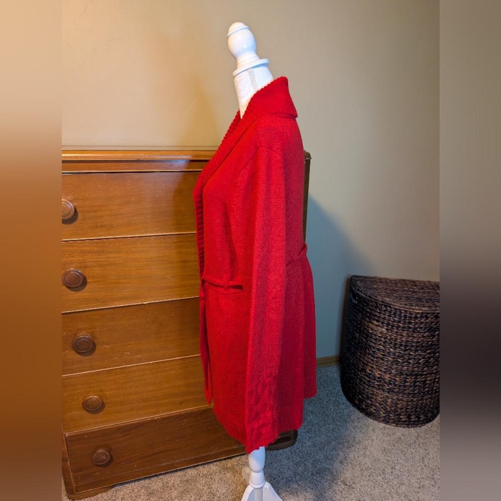 Bisou Bisou Red Belted Holiday Winter Sweater XL - Picture 3 of 13